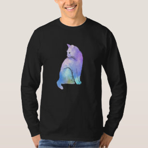Lila Aquarellfarben Katzenart Fur Meow Tier T-Shirt