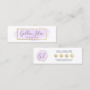 Lila Aquarellfarben und Gold Mini Visitenkarte