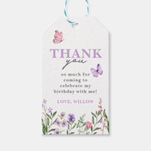 Lila Aquarellfarben Wildblume Schmetterling Gefäll Geschenkanhänger