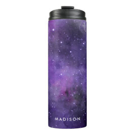 Lila Aquarellgalaxie Personalisiert Thermosbecher