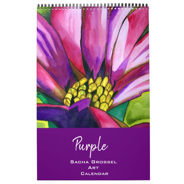 Lila Aquarellkunstkalender Sacha Grossel Kalender (Titelbild)