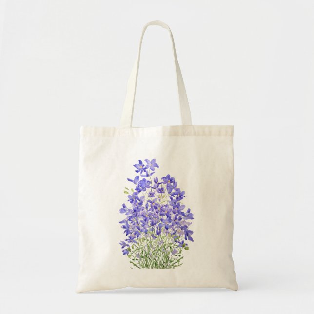 lila Aquarellmalerei mit wilder Blume Tragetasche (Vorne)