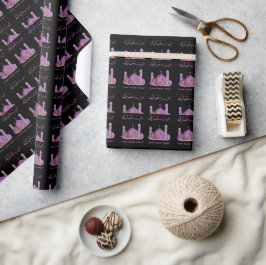 Lila Aquarellmoschee Personalisiert Eid Mubarak Geschenkpapier