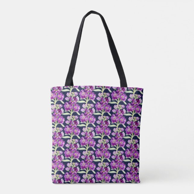 Lila Aquarellmuster Blume Tasche (Rückseite)