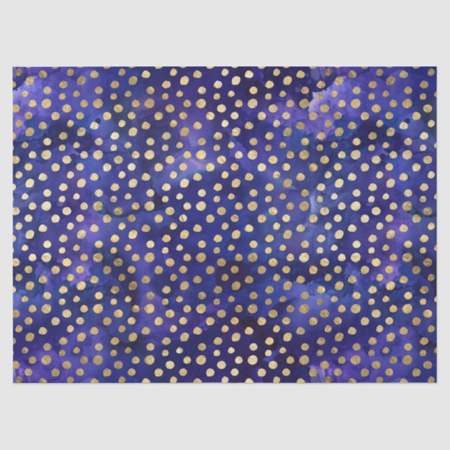 Lila Aquarellmuster mit Goldpolka-Punkten Seidenpapier (Vorderseite)