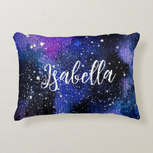 Lila Aquarelluniversum Dekokissen
