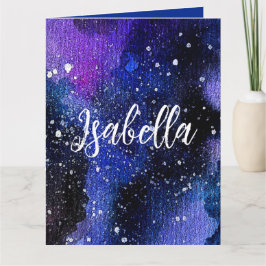 Lila Aquarelluniversum Karte