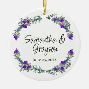 Lila Aquarellviolette Keramik Ornament