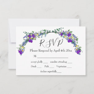 Lila Aquarellviolette RSVP Karte