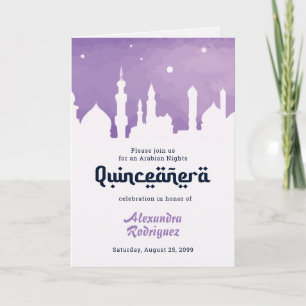 Lila Arabische Nächte Aquarell Quinceañera Einladung