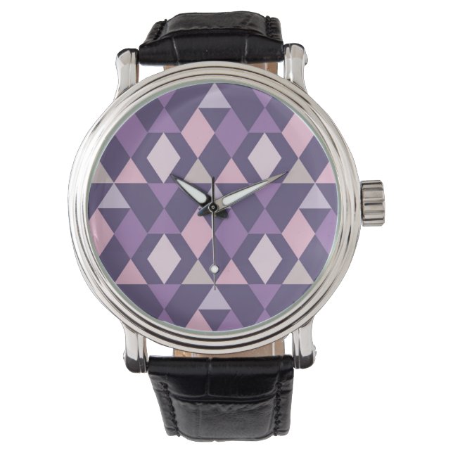 Lila arabisches geometrisches Muster Armbanduhr (Vorderseite)