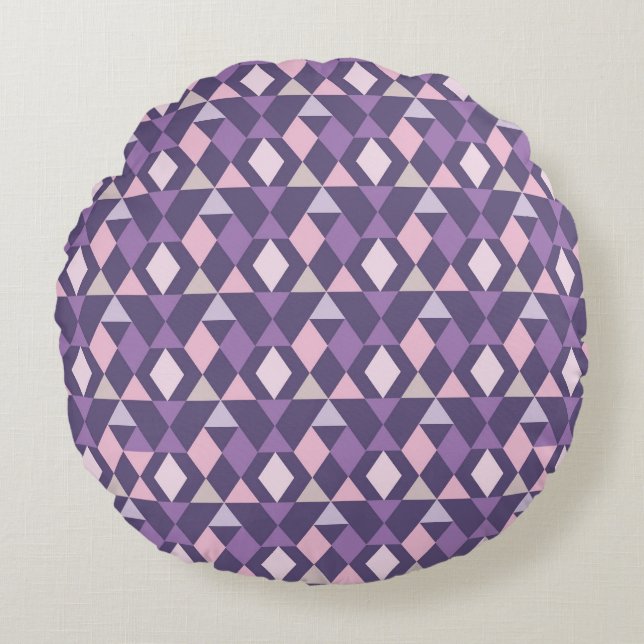 Lila arabisches geometrisches Muster Rundes Kissen (Vorderseite)