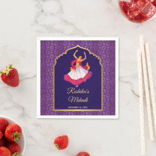 Lila arabisches Muster grenzt an Mehndi Serviette
