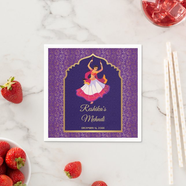Lila arabisches Muster grenzt an Mehndi Serviette (Beispiel)