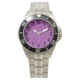 Lila Art Deco Blumenbeete Armbanduhr