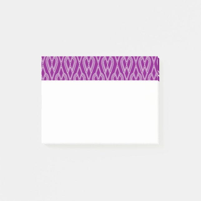 Lila Art Deco Blumenbeete Post-it Klebezettel (Vorderseite)