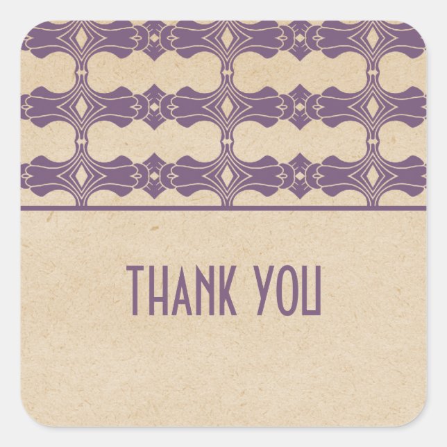Lila Art Deco Border Danke an Stickers (Vorderseite)
