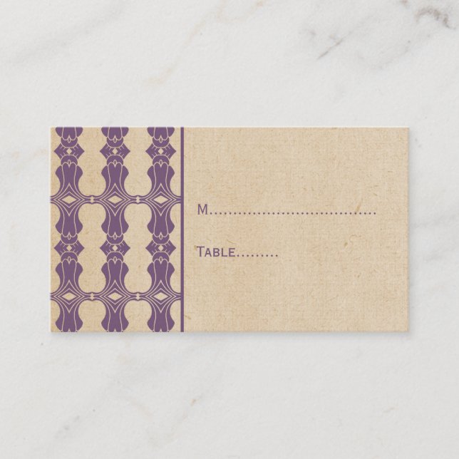 Lila Art Deco Border Platzkarte (Vorderseite)