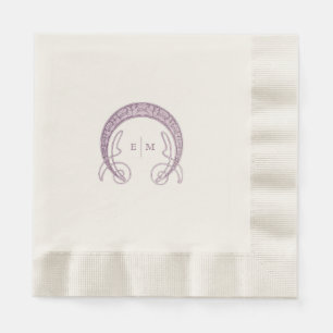 Lila Art Nouveau Mucha Monogram Initial Tabelle N Serviette