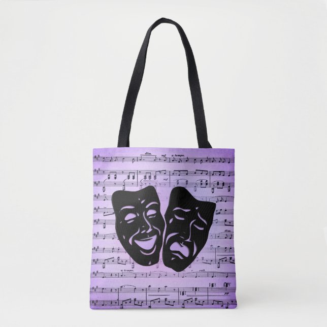 Lila Art Unites Theater Masken Tasche (Vorderseite)