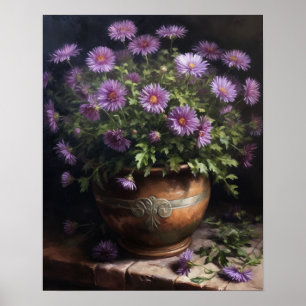 Lila Aster-Blume Art Print Poster
