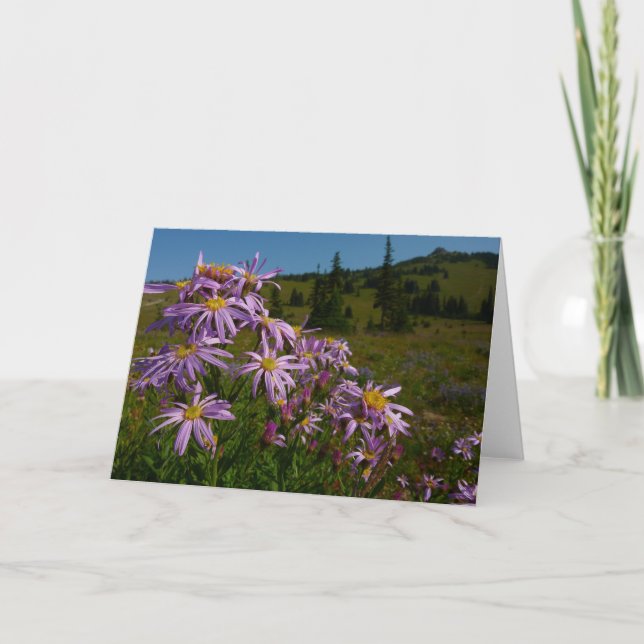 Lila Aster-Blume auf dem Rainier Karte (Vorderseite)