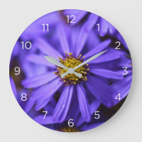 Lila Aster-Blume-Nummern Wall-Uhr