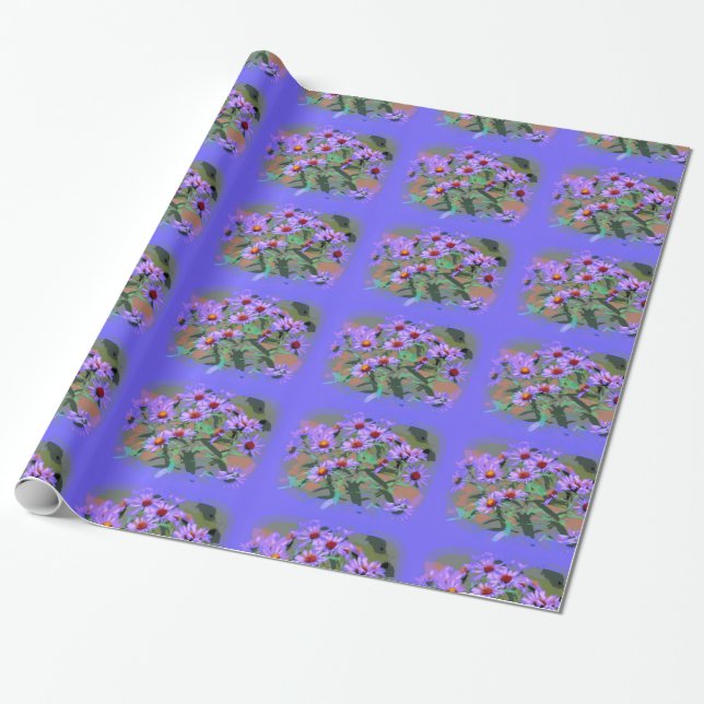 lila Asterierpapier Geschenkpapier (Ungerollt)