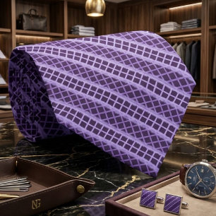 Lila Aubergine Magenta Indigo Gittermuster Design Krawatte