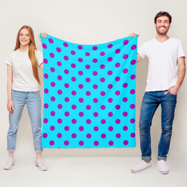 Lila auf blauem Punkte-Musterdesign Fleecedecke (Von Creator hochgeladen)