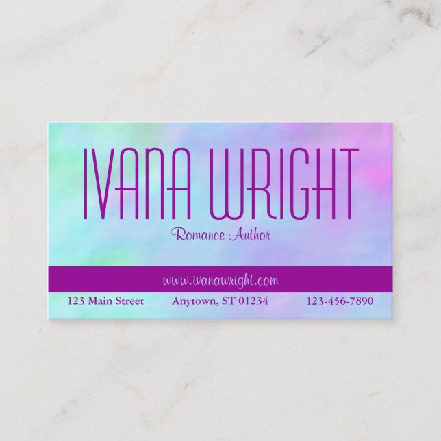Lila auf Blues Author Business Card Visitenkarte (Vorderseite)