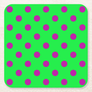 Lila auf grünem Polka-Punkte-Musterdesign  Rechteckiger Pappuntersetzer