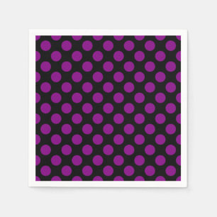 Lila auf Schwarz-Groß-Polka-Dots-Papier Serviette