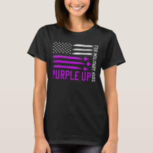 Lila aufgereihte Militärkinder, militärisches Kind T-Shirt