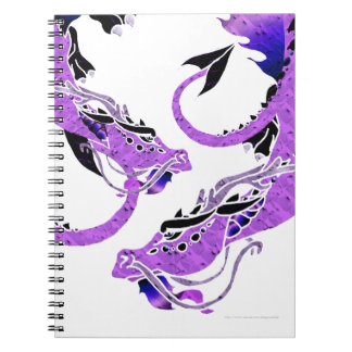 Lila aufgerollter Drache Notizblock