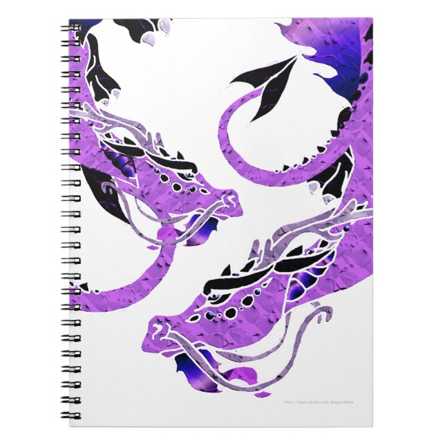 Lila aufgerollter Drache Notizblock (Vorderseite)