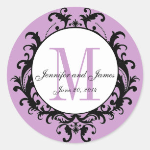Lila Aufkleber für die Bezeichnung von Monogrammen