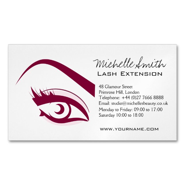 Lila Auge lange Eyelashes Magnetische Visitenkarte (Vorderseite)
