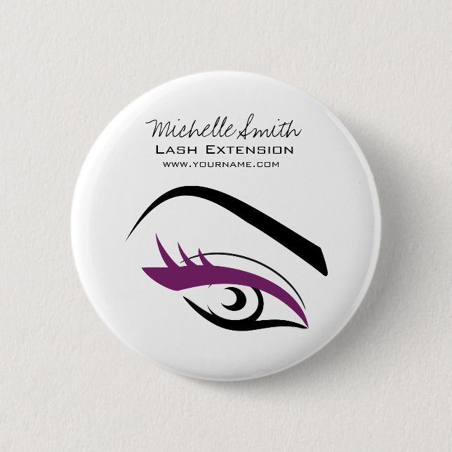 Lila Augenlider Lash Verlängerungssymbol Button (Vorderseite)