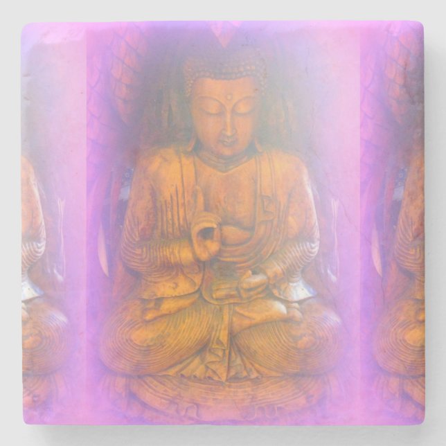lila Aura Buddha Marmorstein Untersetzer (Vorderseite)