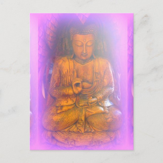 lila Aura Buddha Postkarte (Vorderseite)