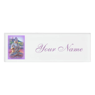 lila Aura-Meditationsbuddha Namenschild