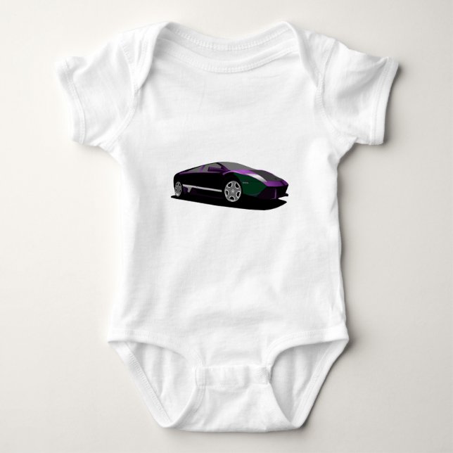Lila Auto Baby Strampler (Vorderseite)