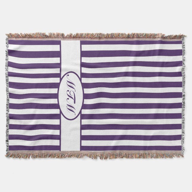 Lila autonale Streifen mit Monogramm Decke (Vorderseite)