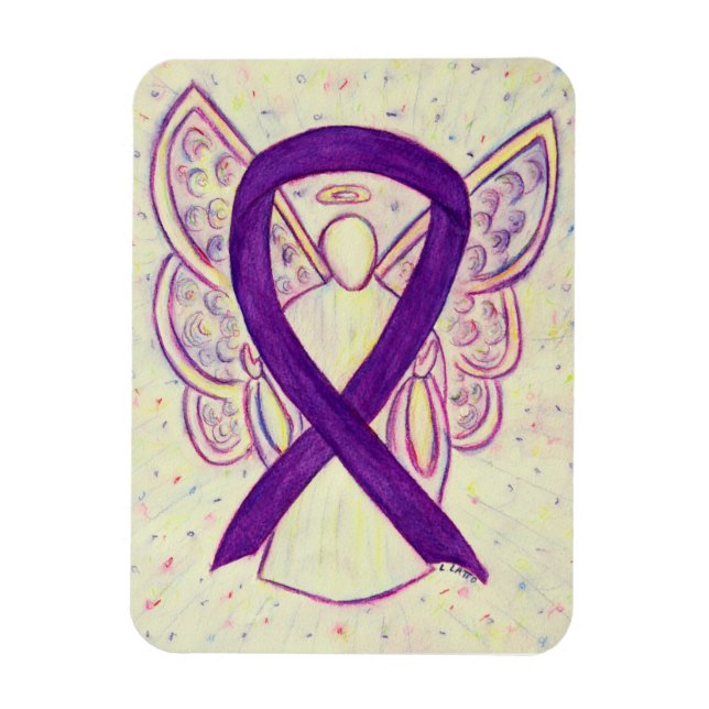 Lila Awareness Ribbon Engel Art Custom Magic Magnet (Vertikal)