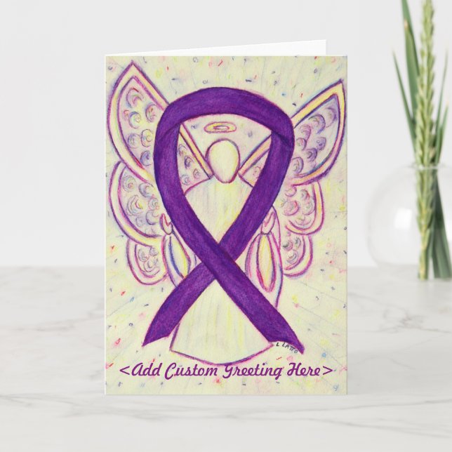 Lila Awareness Ribbon Engel Custom Grußkarte Karte (Vorderseite)