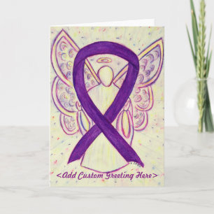 Lila Awareness Ribbon Engel Custom Grußkarte Karte