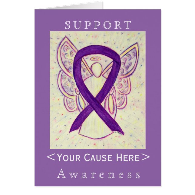 Lila Awareness Ribbon Engel Customized Card (Vorne)