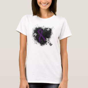 Lila Awareness Ribbon Grunge Herz T-Shirt