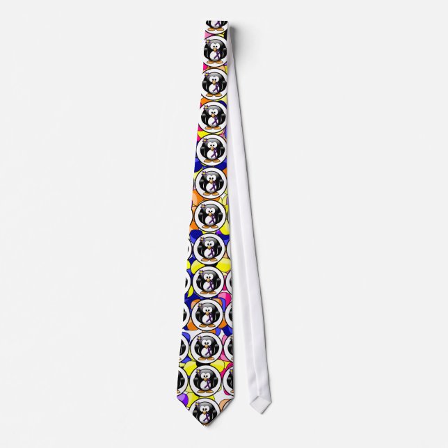 Lila Awareness Ribbon Penguin Krawatte (Vorderseite)